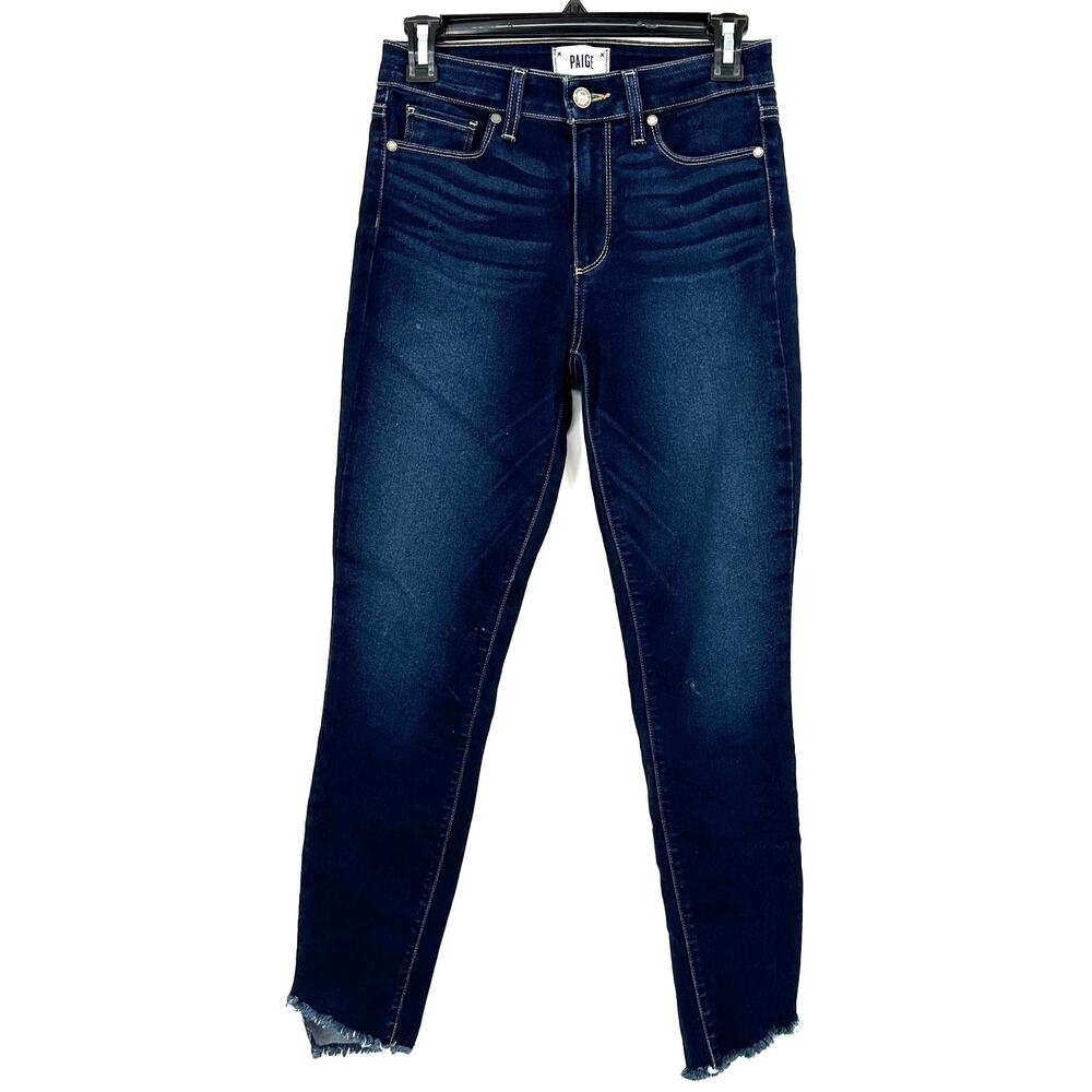 Paige‎ Size 26 Hoxton Ankle Skinny Jeans Blue Denim Pants Raw Edge Hem